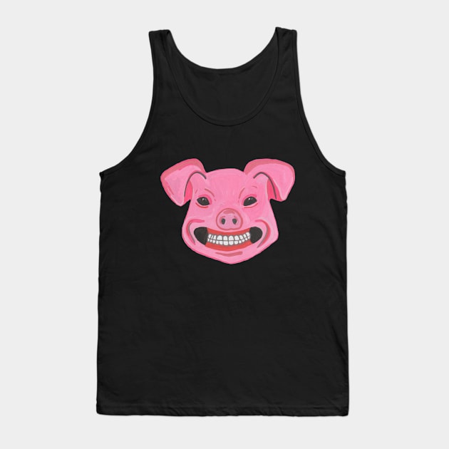 Pink scary pig Tank Top by deadblackpony